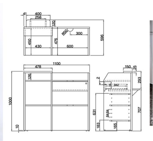◆ 受付カウンター レジ台 ホワイト W1100×H1000