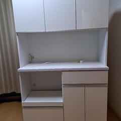 食器棚 レンジ台 ナポリ 鏡面ホワイト キッチンボード 北欧 イ...