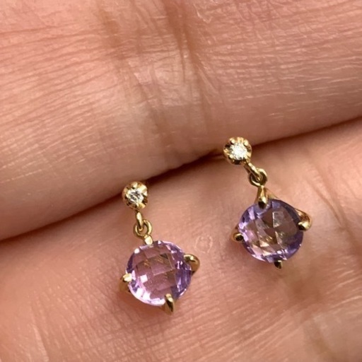 売り切れました。ヴァンドーム青山　アメジスト　ダイヤモンド　ピアス　K18 0.8g