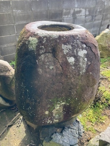 巨大　縁先手水鉢　立鉢　つくばい　夏目 立手水鉢③  天然石　国産