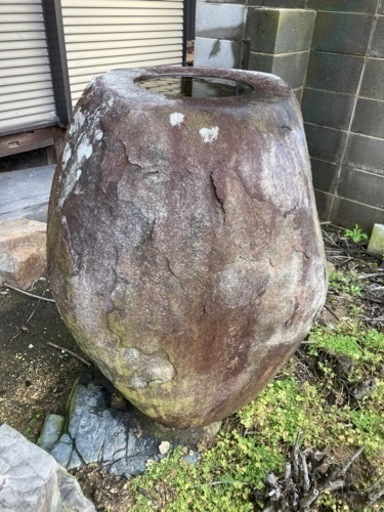 巨大　縁先手水鉢　立鉢　つくばい　夏目 立手水鉢③  天然石　国産