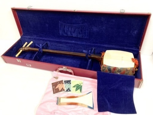 SOLD OUT！◆三味線◆花梨細棹 胴破れ無し 中古 撥／駒／替え糸／ケース他 すぐ使えます！