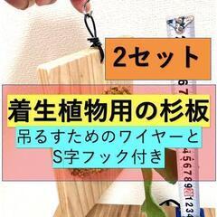 【ビカクシダなど着生植物用】杉板2枚（吊るすためのワイヤーとS字...