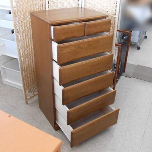 スリムチェスト 6段 幅60cm ブラウン サンコウ タンス チェスト ハイチェスト 茶系 木目調 59.4×44.8×115.5cm 引き出し7杯 札幌 西野店
