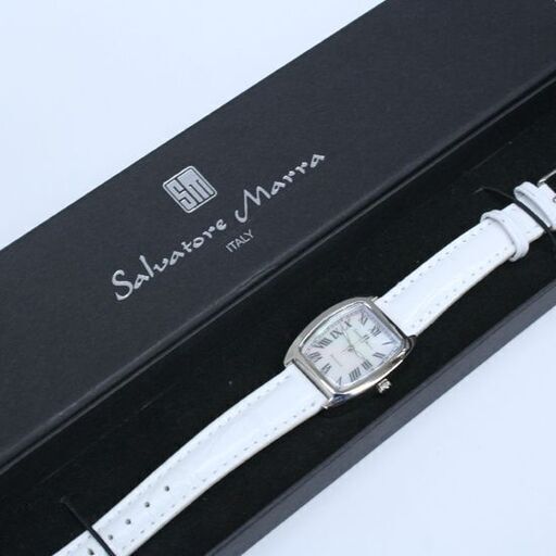 動作品 Salvatore Marra クオーツ式腕時計 SM-3105 12Pダイア シェル文字盤 3針 レディース 化粧箱付き ベルト劣化 24年3月電池交換済 札幌市 清田区 平岡