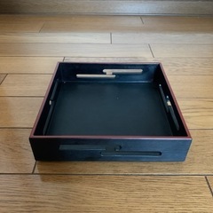松花堂　角透かし盛器　黒天朱　7個