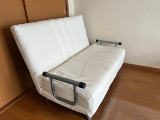 美品　3WAYソファーベッド　白合皮