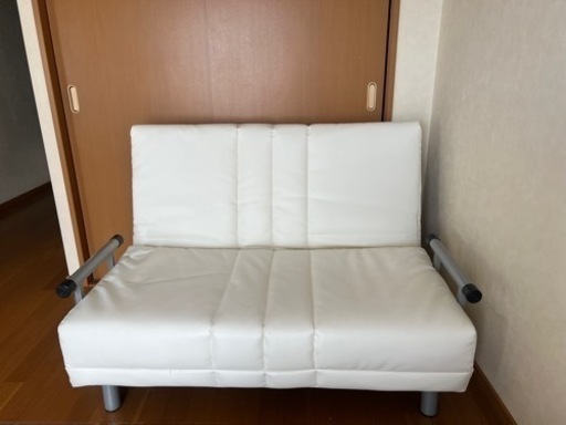 美品　3WAYソファーベッド　白合皮