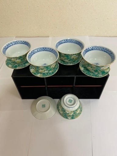 有田焼　明国窯　佐賀錦　湯呑み茶碗と茶托　10セット