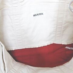 【美品】Milkfed ミルクフェド かわいい 大型 2WAY キャンバストートバッグ/ショルダーバッグ 白赤の画像