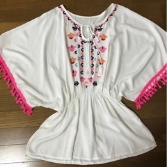 美品☆ブラウス・チュニック・ワンピ・オーガニックコットン入・☆M ROMANの画像