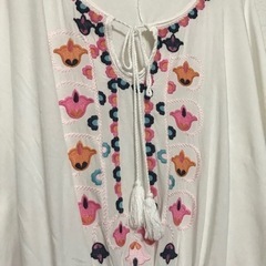 美品☆ブラウス・チュニック・ワンピ・オーガニックコットン入・☆M ROMANの画像