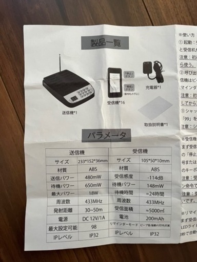 呼び出しブザー