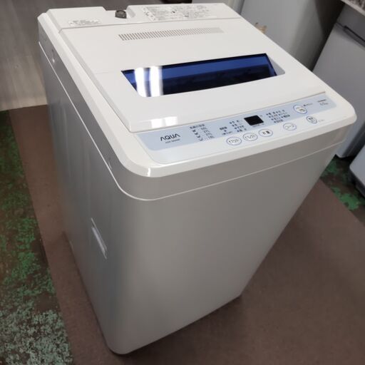 値下げ 6㎏ 保護フィルムのまま 風乾燥 アクア 12年製 近隣配送設置無料 ホース・取説付