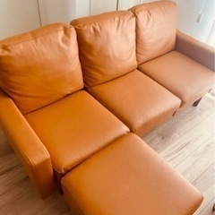 【引取り限定】ソファ３人掛け ※オットマンとソファを繋げるカバー...