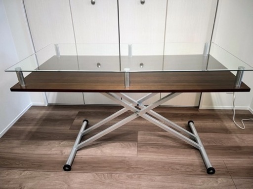 昇降式ガラスダイニングテーブル ディノス