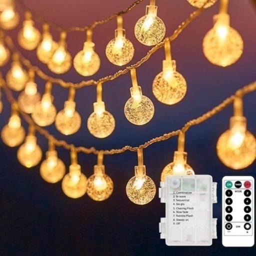 新品❤️　イルミネーションライト 全長10M 100個電球 電池式 リモコン付き