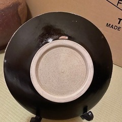 44 益子焼 勿来釉 飾り皿　文八窯 の画像