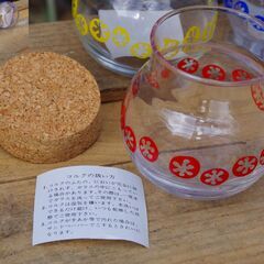 【新品/未使用/デッドストック】昭和レトロ/ガラスキャニスター(コルク蓋) 3個セットの画像