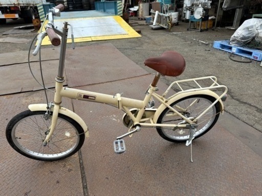 レトロホワイト　折りたたみ自転車