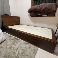 無印良品　チェスト付き　ベット　ウォールナット材