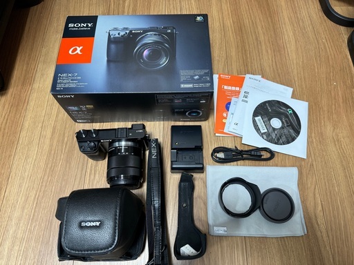 美品 ソニー SONY ミラーレス一眼 α NEX-7 ズームレンズキット E18-55mm F3.5-5.6 OSS付属 専用ブラックモデル N