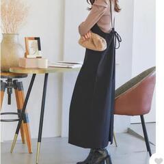 お値下げしました※新品・未使用※[ 裏起毛 ] バックリボン Vネック ロングワンピース レディースの画像