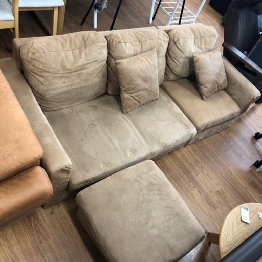 3人掛けソファー　スウェードタッチ　ブラウン　売ります！
