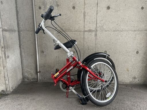 試乗OK！美品 JEEP ジープ ラングラー 折りたたみ自転車 20インチ 赤 自転車 シマノ6段変速ギア 空気OK 