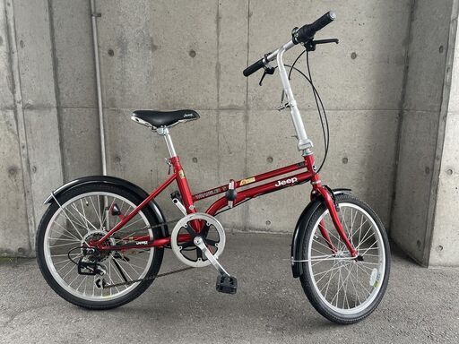 試乗OK！美品 JEEP ジープ ラングラー 折りたたみ自転車 20インチ 赤 自転車 シマノ6段変速ギア 空気OK
