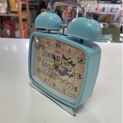 ディズニー　Disney  ドナルド＆デイジー　スクエアツインベルクロック　時計　目覚まし　青　水色　ブルー　中古　③の画像
