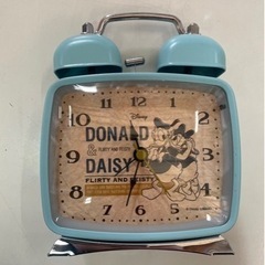 ディズニー　Disney  ドナルド＆デイジー　スクエアツインベルクロック　時計　目覚まし　青　水色　ブルー　中古　③の画像