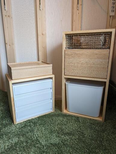 レッドパイン材シンプルスタッキングシェルフ※大きい方