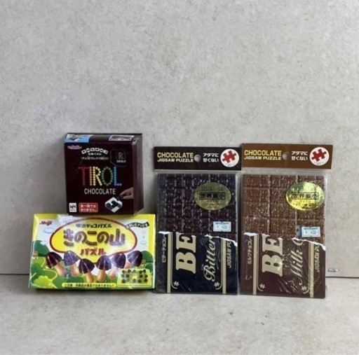 k209608【新品】【未開封】 立体パズル チロルチョコ きのこの山 ４点セット 108ピースジグソーパズル JIGSAW PUZZLE 現状品 中古品