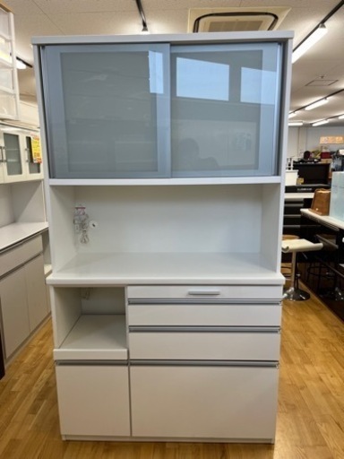 N579★松田家具製★２枚扉★レンジボード★食器棚★幅1165ｍｍ