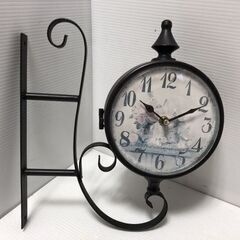 ▼【壁時計 ヴィンテージ　両面　動作確認済　駅の壁掛風　クラシッ...