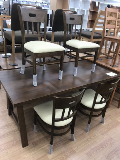 ★ジモティ割あり★  ダイニングセット4人用 ブラウン H70×W165×D80 クリーニング済み KJ4523