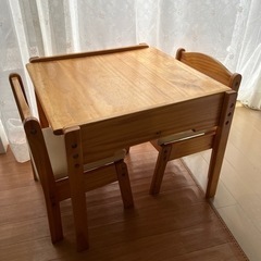 キッズデスク　テーブルセット　机　椅子 2脚の画像