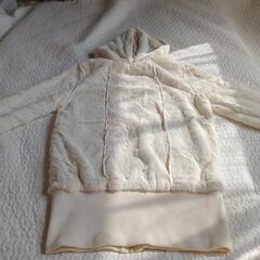 【訳あり】エムズエキサイト　可愛め♡ホワイト ジャケットパーカー♪ヒョウ柄入り　Mの画像