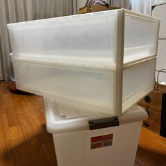 お譲り先決定しました　無印　ＰＰ衣装ケース・引出式・小 ２個セット・約４０×６５×１８ｃｍの画像