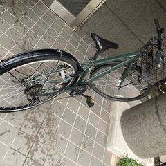 【美品】カゴ付きクロスバイク自転車 27インチ シマノ6段変速 自転車 クロスバイクの画像