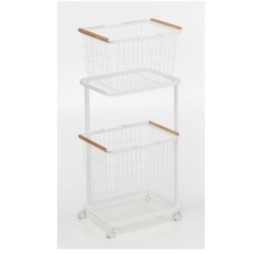 半額ランドリーワゴン ＋ バスケット tosca トスカ ホワイト 山崎実業