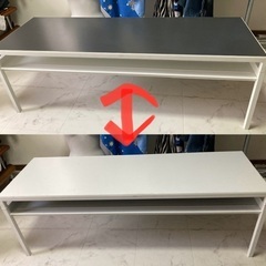  2way 天板 黒→白 ローテーブル 幅120cm 奥行40c...