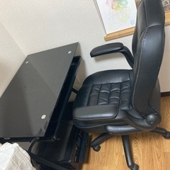 ガラストップデスク　チェア　セット　ニトリ