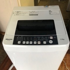 福岡市内配送設置無料　ハイセンス 全自動 洗濯機 5.5kg HW-T55C 本体幅50cm 最短10分洗濯 ふたり暮らし ホワイト/ホワイト