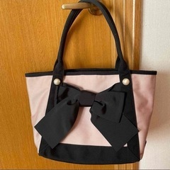 ランバンオンブルー　ピンクリボンキャンバストートバッグ