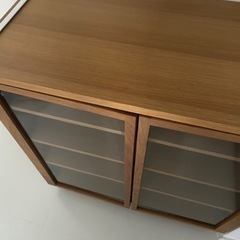 【美品】無印良品MUJI 木製キャビネット ウォルナット 食器棚　家具 収納家具 キャビネット