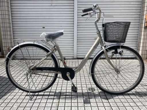 【26インチ自転車】ブリヂストン製　変速なし　リヤタイヤ、チェーン、前カゴ、グリップ新品❗️若林自転車　膳所店　SALE中❗️