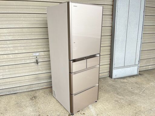 ガラストップ 5ドア冷蔵庫 470L 日立 R-S4700EL 2015年製 ファミリー向け 中古動作品 クリーニング済み