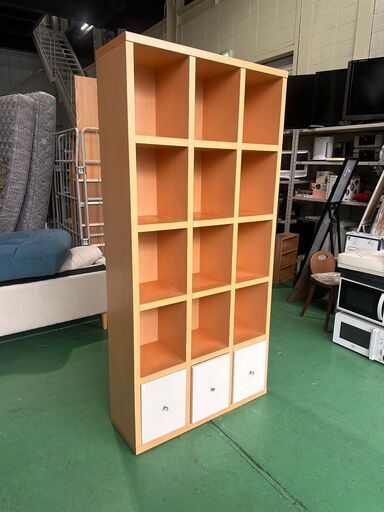 大阪⭐️エコマックス♻️「S362」 本棚 収納 キャビネット ボックス3個付　【かわいい おしゃれ家具 インテリア】【大阪市プレミア